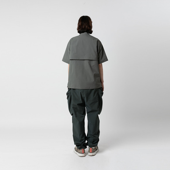 TMCAZ Open Collar Shirt[灰綠色] 山系城市輕機能風戶外多口袋輕速幹短袖襯衫 第13張的照片
