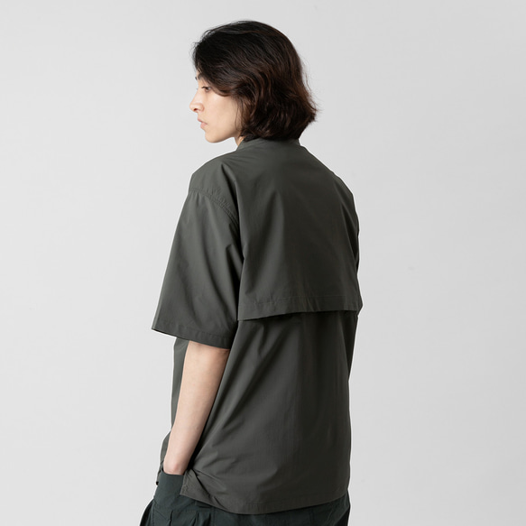 TMCAZ Open Collar Shirt[灰綠色] 山系城市輕機能風戶外多口袋輕速幹短袖襯衫 第5張的照片