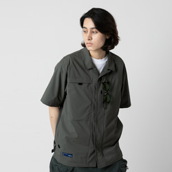 TMCAZ Open Collar Shirt[灰綠色] 山系城市輕機能風戶外多口袋輕速幹短袖襯衫 第2張的照片