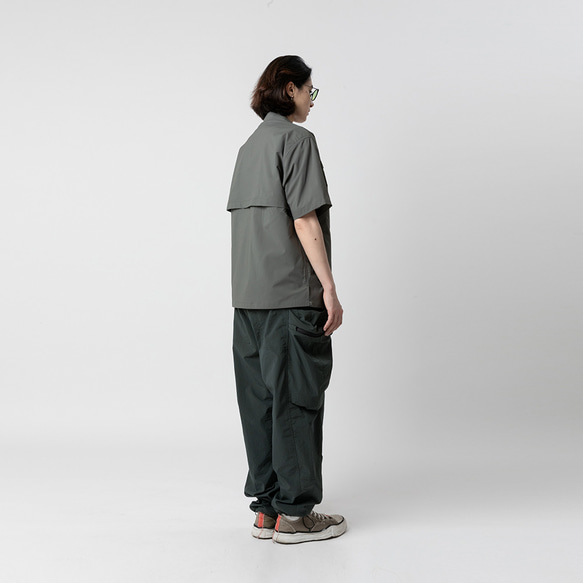 TMCAZ Open Collar Shirt[灰綠色] 山系城市輕機能風戶外多口袋輕速幹短袖襯衫 第12張的照片