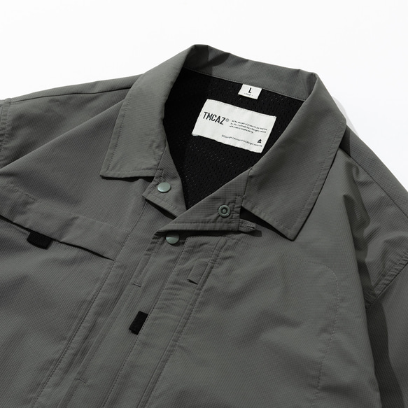 TMCAZ Open Collar Shirt[灰綠色] 山系城市輕機能風戶外多口袋輕速幹短袖襯衫 第17張的照片