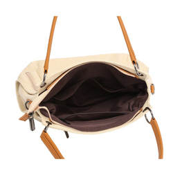 トートバッグ  ショルダー レディース　帆布&ヌメ革 キャンバス 母の日ギフト  大容量 スリム ベッジュ色 ST110 12枚目の画像