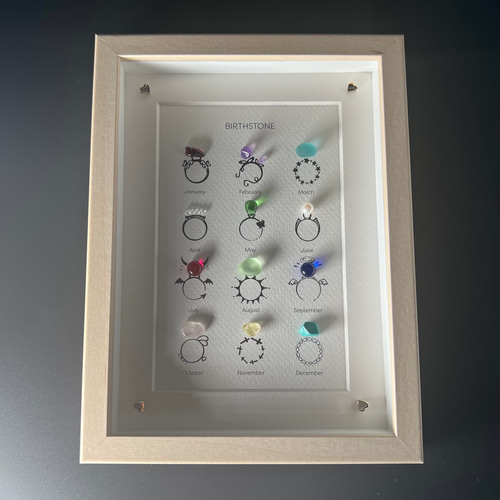 フラワーバルーンとテディベア　シーグラス／天然石／フレームアート フラワーバルーンとテディベア シーグラス／天然石／フレームアート