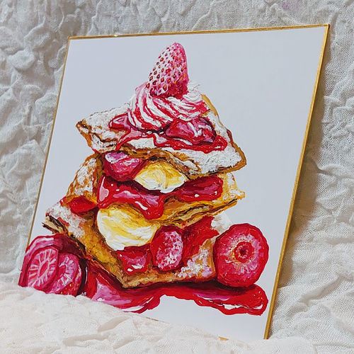 油絵 絵画 【苺のミルフィーユ】
】 油絵 絵画【いちごのミルフィーユ】 - HR | minne byGMOペパボ