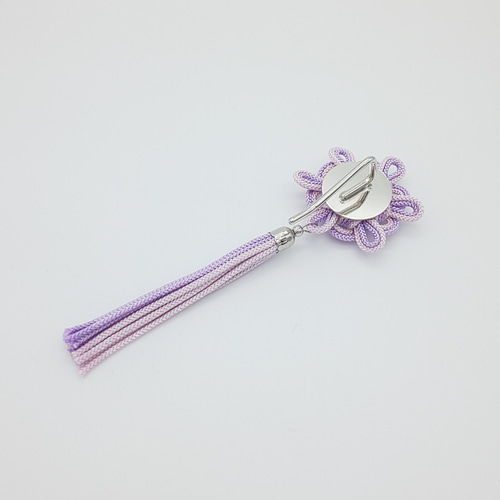八重菊結びのタッセルポニーフック（藤色・ラベンダー） 和風 中華風