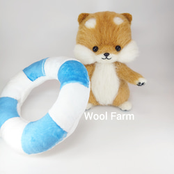 うきわ柴犬　～Wool Farm～　羊毛フェルト 5枚目の画像