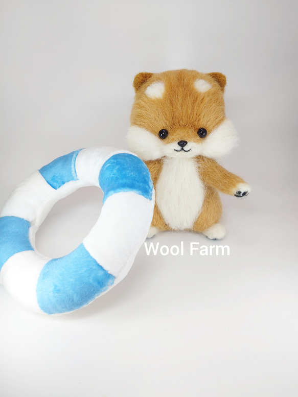 うきわ柴犬　～Wool Farm～　羊毛フェルト 5枚目の画像
