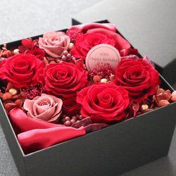 選べるメッセージ｜豪華な赤いバラのサプライズフラワーボックス｜記念日・還暦祝い・退職祝い　pre.072 11枚目の画像