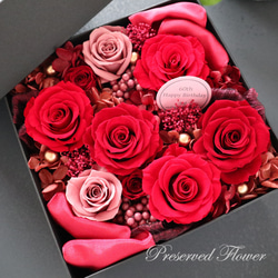 選べるメッセージ｜豪華な赤いバラのサプライズフラワーボックス｜記念日・還暦祝い・退職祝い　pre.072 18枚目の画像