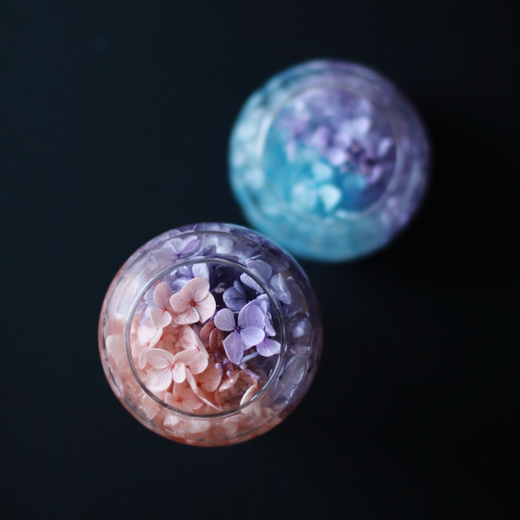（水換え不要）紫陽花ボール　ピンク×パープル　花手水（はなちょうず） 3枚目の画像