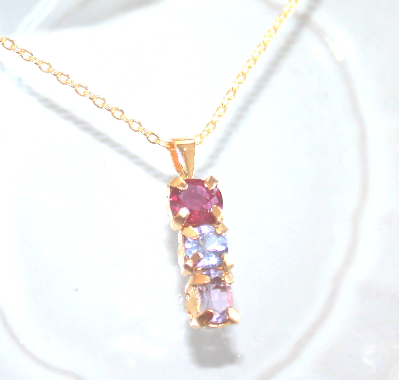 - beauty classic -k10 Ruby &Tanzanite & Amethyst Pendant Top