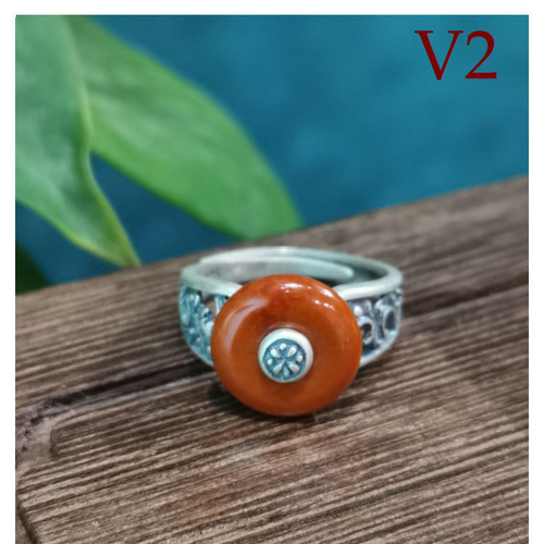 アジアの手仕事 925銀 シルバー 5月 天然石 リング 翡翠 南紅瑪瑙