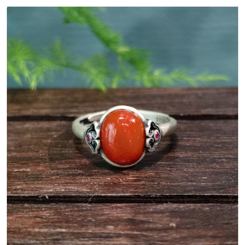 アジアの手仕事 925銀 シルバー 5月 天然石 リング 翡翠 南紅瑪瑙  