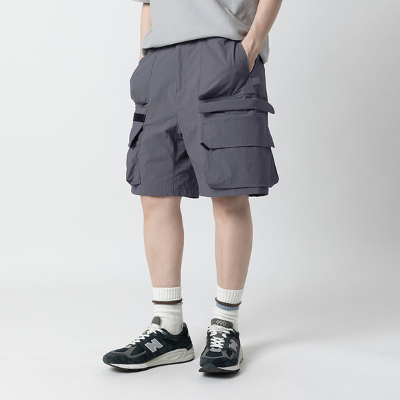 TMCAZ 3D Pocket Utility Shorts [グレー] アウトドア 立体マルチポケット ショーツ マウンテンス 2枚目の画像