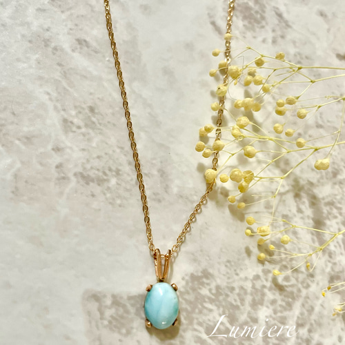 高品質ラリマーネックレス14KGFチェーン付き