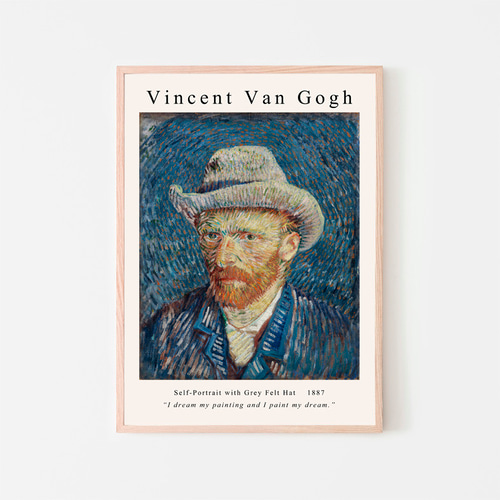 ゴッホ Self-Portrait with Grey Felt Hat/ アートポスター グレー
