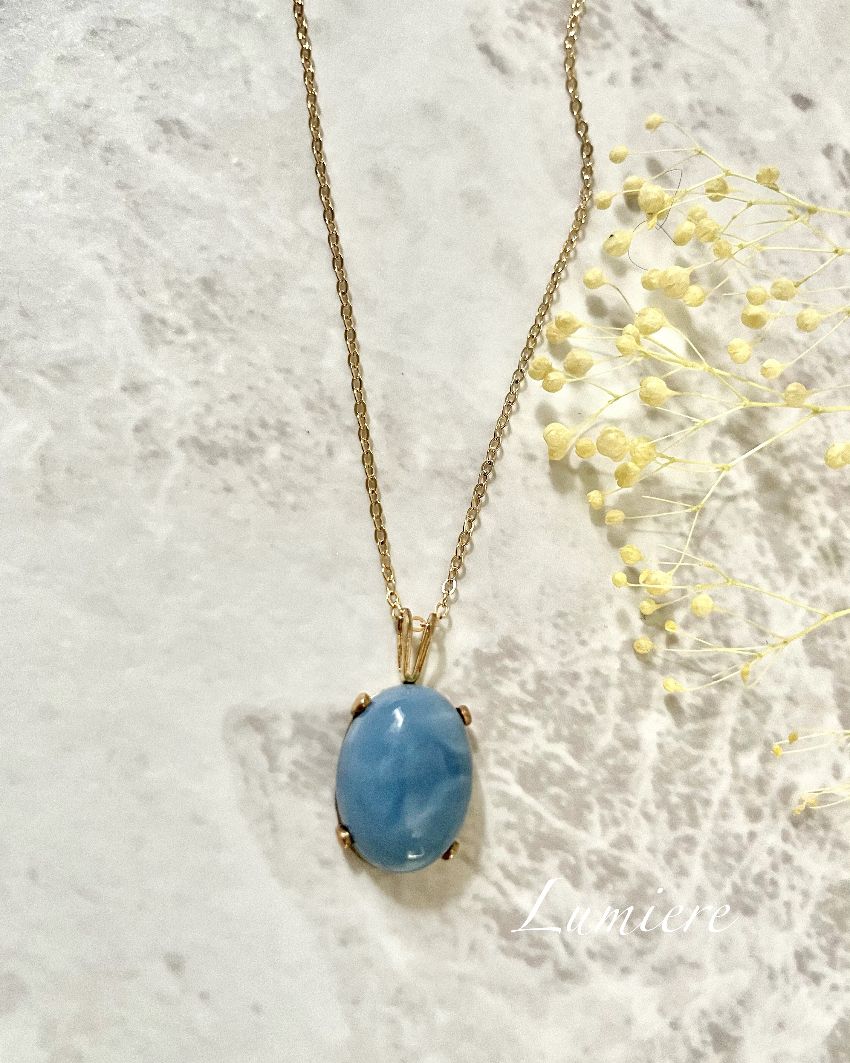 《14kgf》ブルーオパールのネックレス