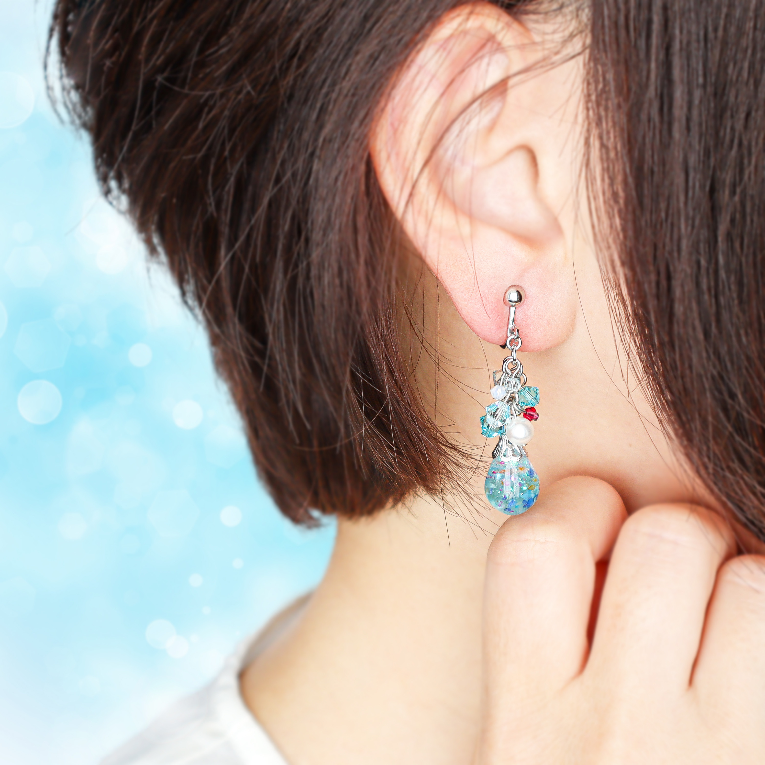 《ブルーアパタイト》クリームソーダ ピアス イヤリング マリンソーダ 夏 海 ブルー フェイクスイーツ  ギフト