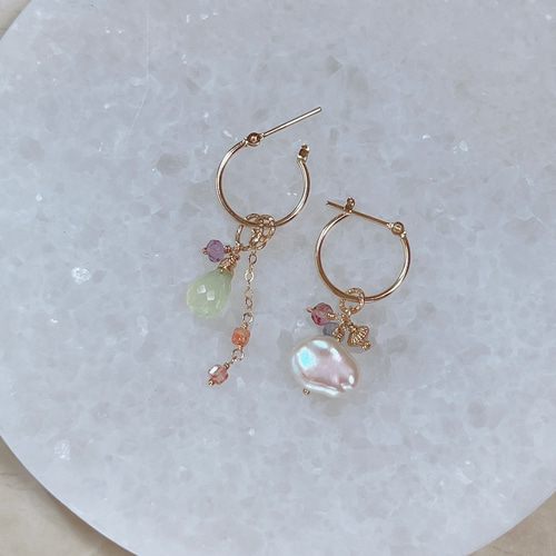 チャーム付け替え可能】10K ピアス 13mm クロッシング フープ