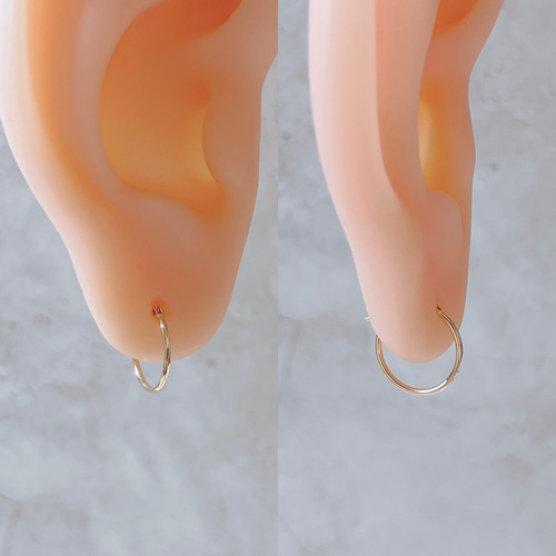 チャーム付け替え可能】10K ピアス 13mm クロッシング フープ