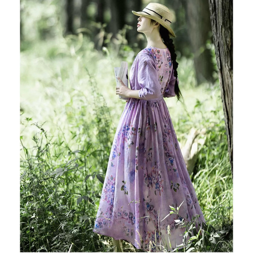 新品 タグ付き エムズグレイシー 花柄 リボン ワンピース 黒 紫 ピンク 40 エムズグレイシー シックエレガントドレス 011533 ワンピース 40