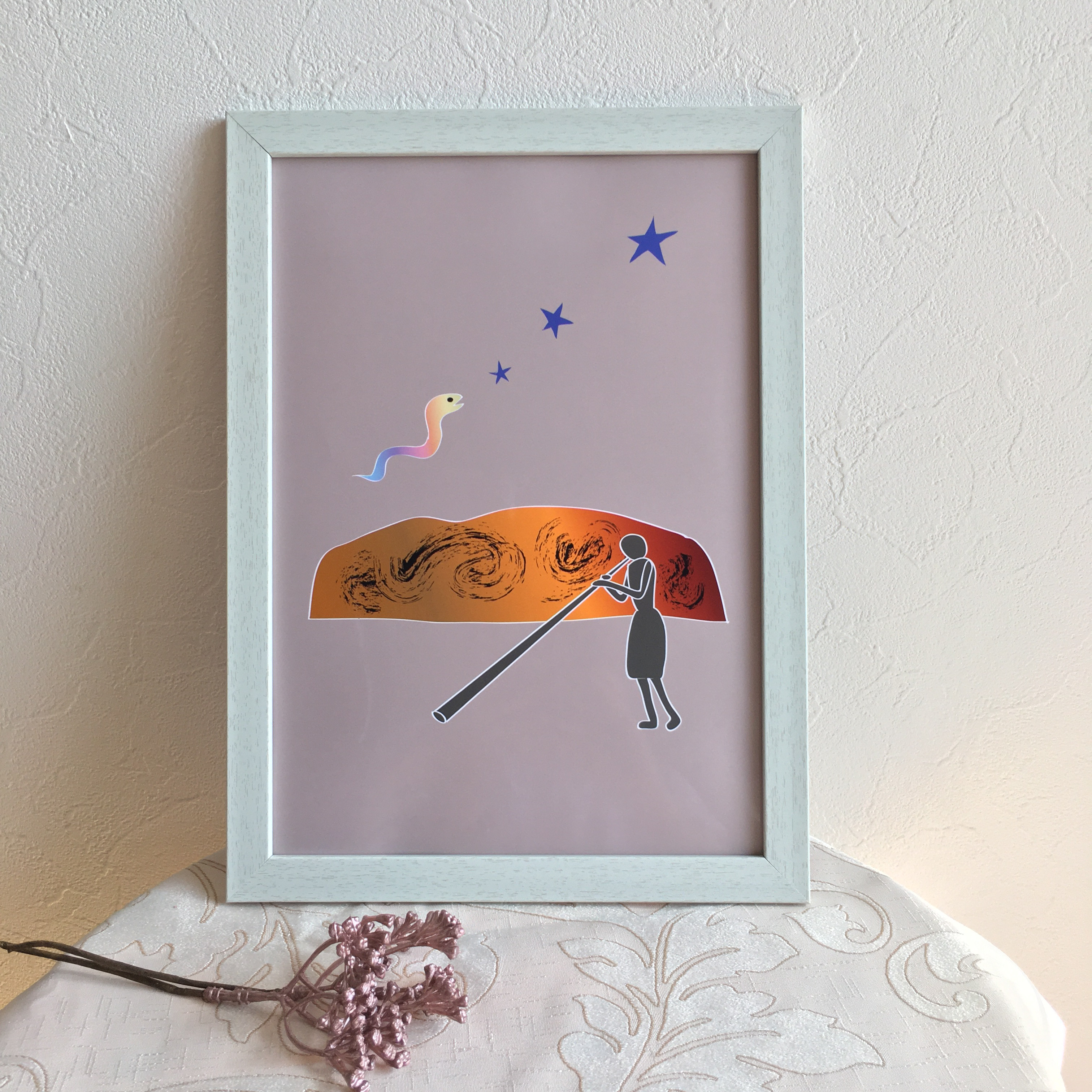 アボリジニアート　絵画　額入り　インテリア