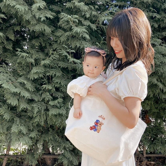 選べる12柄 名入れトートバッグ マザーズバッグ お名前刺繍 保育園