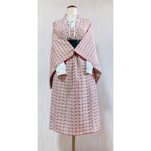 展示品◇着物リメイク◇ セットアップオレンジ系総柄ベルト付き1