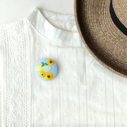 夏のイエロー祭り　レモンとひまわりの刺繍ブローチ 5枚目の画像