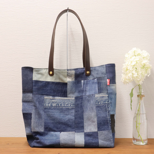 ○パッチワークトートバッグ○革○ トートバッグ Re.m 通販 14258632