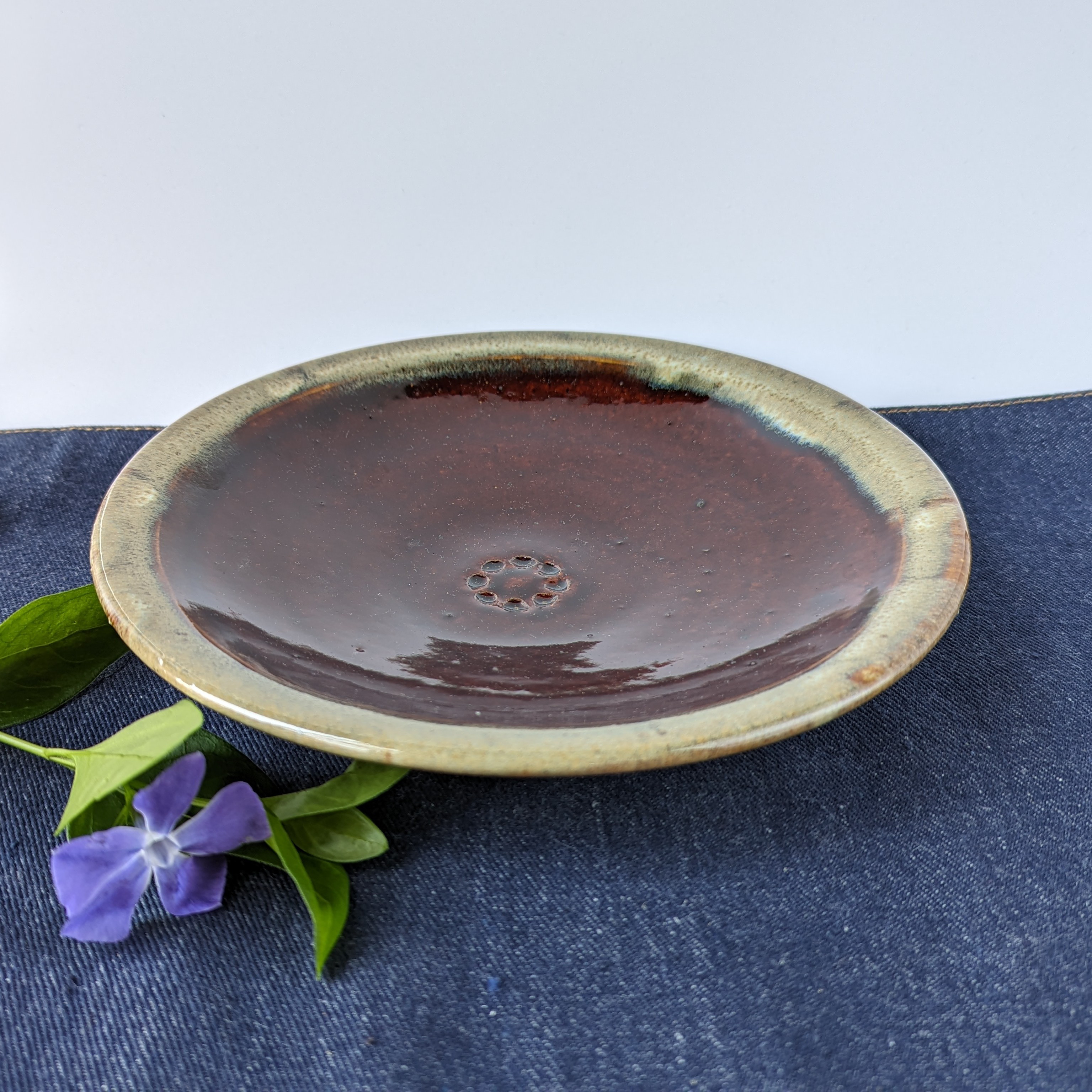 栗色　黒飴釉中皿　そうめん皿にも【手仕事　民藝　窯元　和 陶器】 4,970円