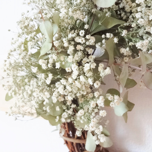 カスミ草とユーカリのドライフラワーリース リース hime-flower 通販