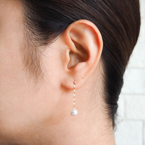 K18YG アコヤパールダイヤモンドスウィングピアス 6.5㎜珠2WAY DAIWA  