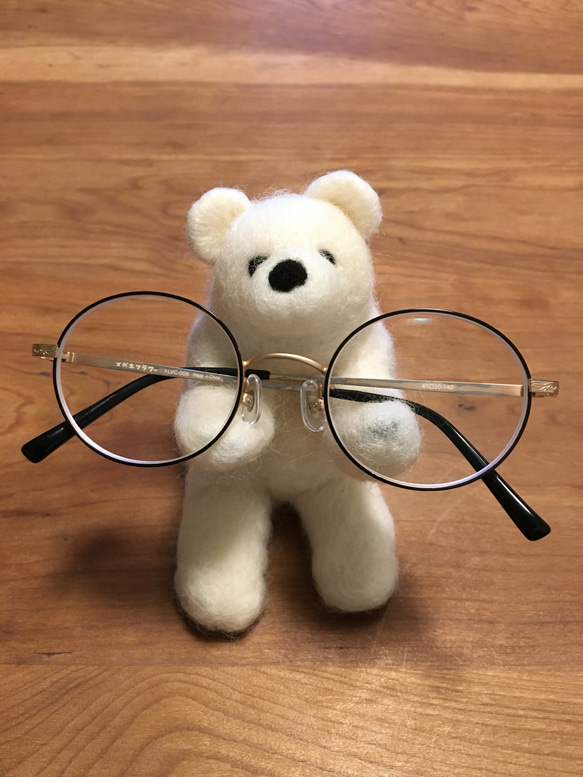 受注制作】メガネスタンド メガネ置き しろくま 置物 羊毛フェルト