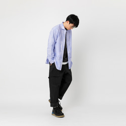 TMCAZ Wide Spread Collar Shirt 藍色不規則格子襯衫 户外山系城市輕機能風 第9張的照片