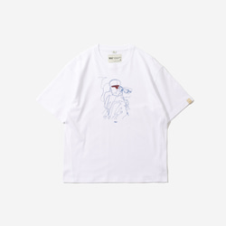 TMCAZ「リラックス」グラフィックTシャツ[ホワイト]特大プリントグラフィック半袖Tシャツ綿100％ 9枚目の画像