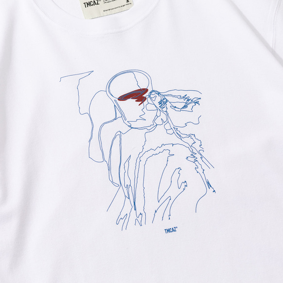 TMCAZ「リラックス」グラフィックTシャツ[ホワイト]特大プリントグラフィック半袖Tシャツ綿100％ 14枚目の画像