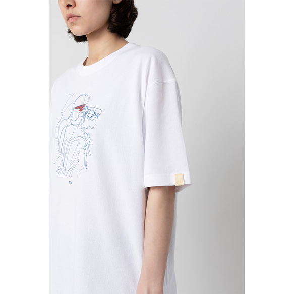 TMCAZ「リラックス」グラフィックTシャツ[ホワイト]特大プリントグラフィック半袖Tシャツ綿100％ 5枚目の画像