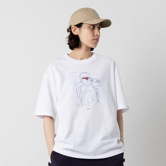 TMCAZ「リラックス」グラフィックTシャツ[ホワイト]特大プリントグラフィック半袖Tシャツ綿100％ 2枚目の画像