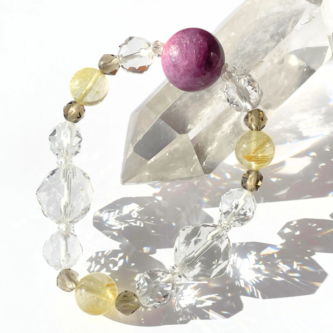 【一点物】艶美(ルビー×ゴールドルチルクォーツ) | 天然石 高品質 ブレスレット【大玉レア】