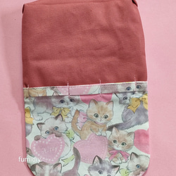 猫ちゃん 移動ポケット（クリップ付き）pink 5枚目の画像