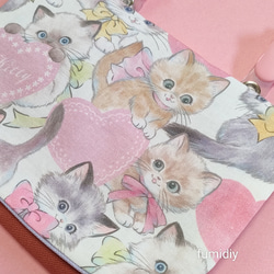 猫ちゃん 移動ポケット（クリップ付き）pink 4枚目の画像