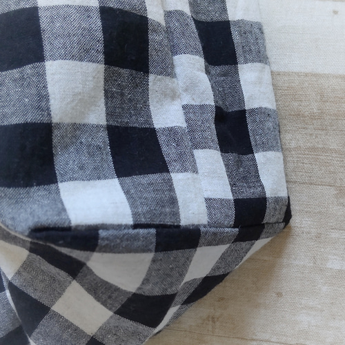 コットンリネンギンガムチェック◇シンプルトートバッグ（ホワイト