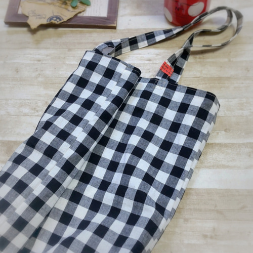 コットンリネンギンガムチェック◇シンプルトートバッグ