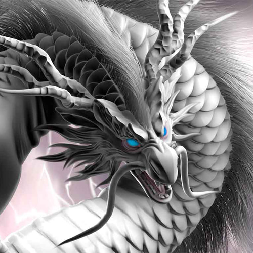 龍の絵。 龍の絵「雷雲と白龍」A4 イラスト breeze 通販 14259296