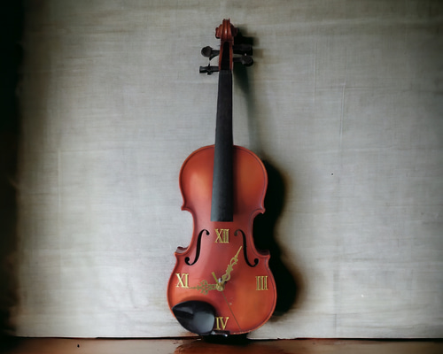violin clock（バイオリン×アップサイクル） 掛け時計・置き時計