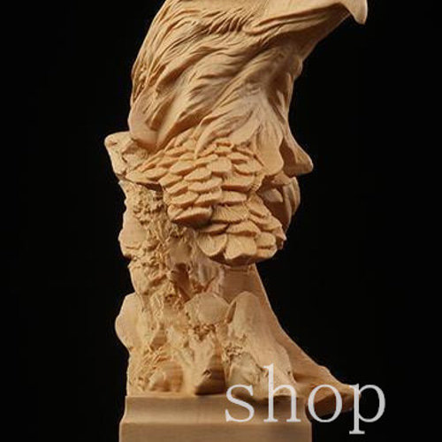 MD529 最高品質 鳥鷹☆精密細工☆黄楊木☆木彫☆装飾品☆工芸品