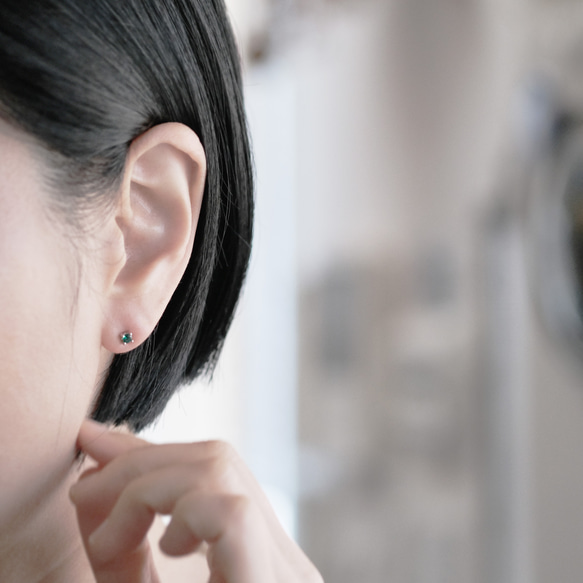 單顆 翡翠 釘式 耳環 (silver925) 第5張的照片