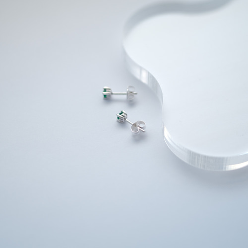 一粒 エメラルド ピアス イヤリング シルバー925 ピアス