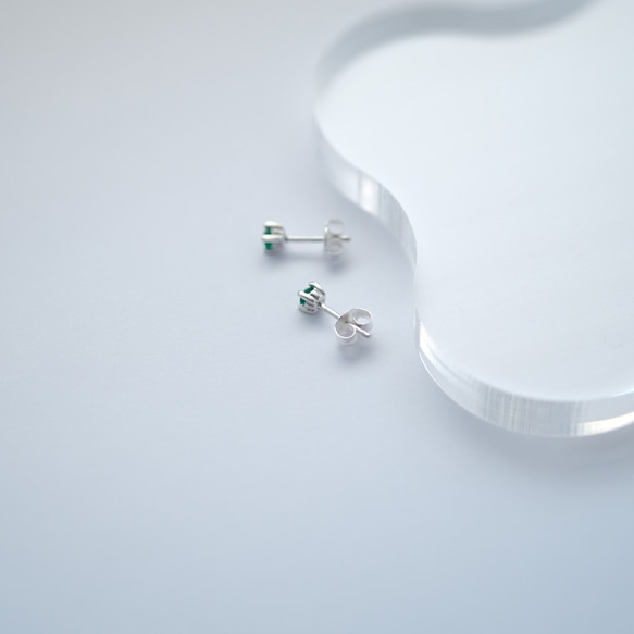 單顆 翡翠 釘式 耳環 (silver925) 第3張的照片